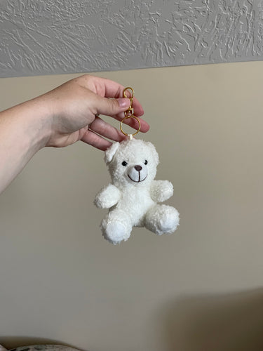 White Teddy Bear Keychain