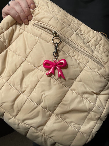 Hot Pink Acrylic Bow Keychain