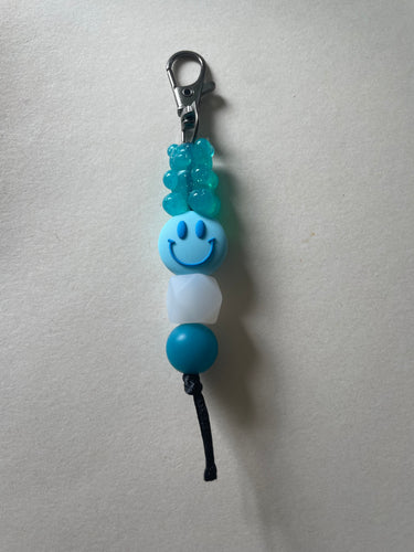 Blue Gummy Bear Beaded Keychain