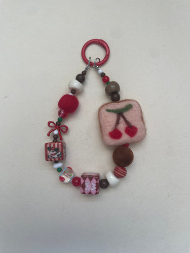 Beaded Cherry Bag Charm