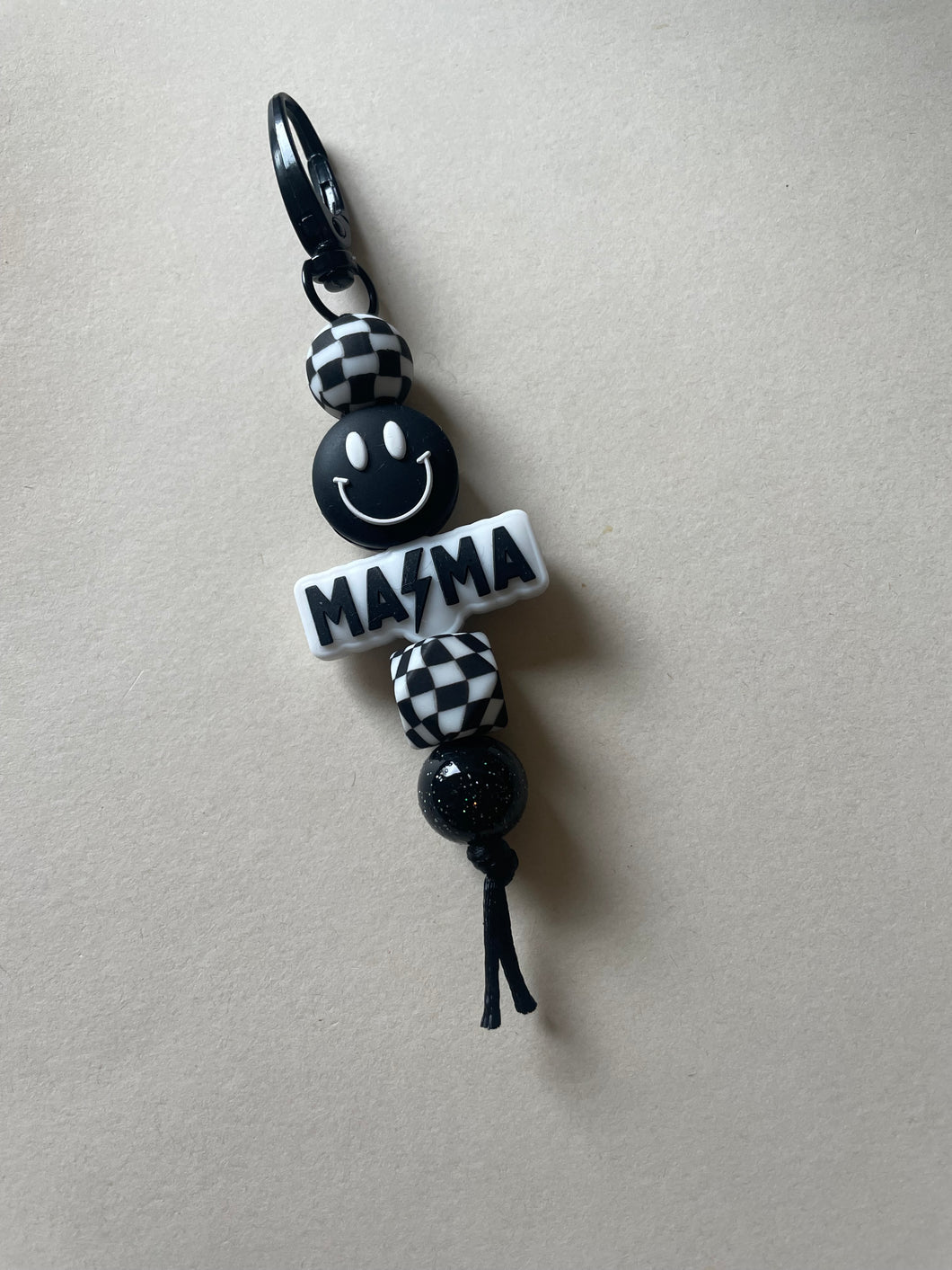 White Lightning Mama Beaded Keychain