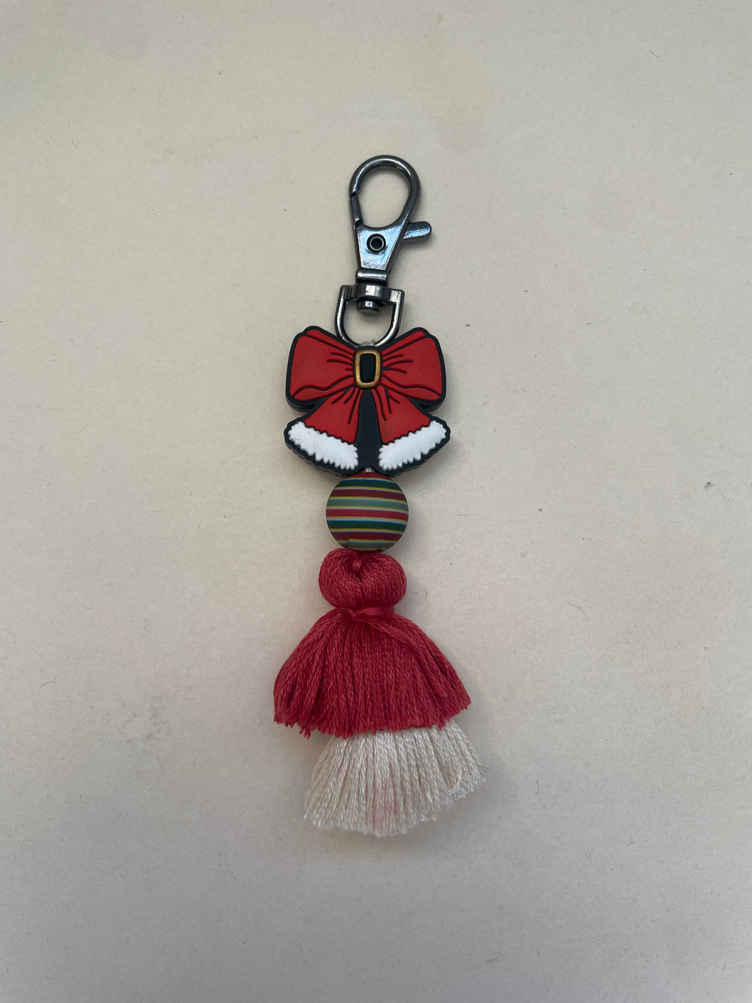 Santa Bow Tassel Keychain