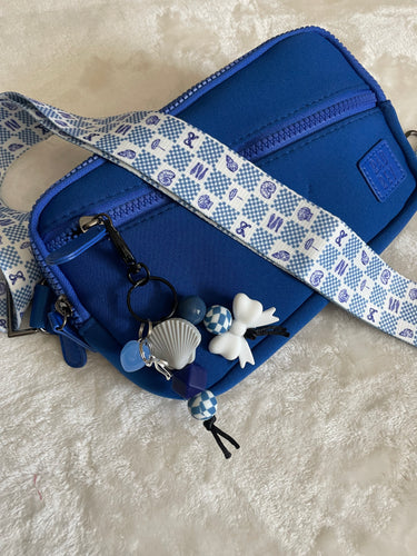 Blue Checker Seashell Bag Strap