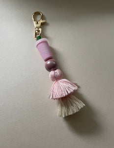Pink Drink Tassel Keychain