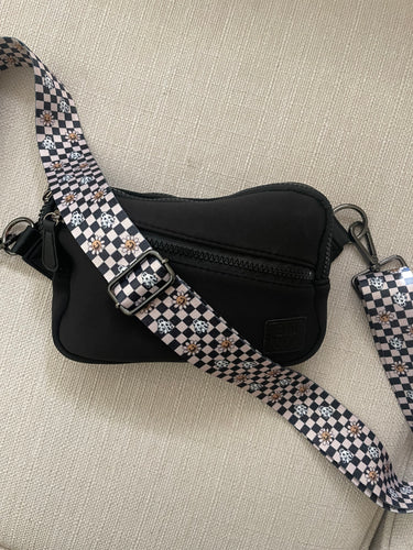 Checker Floral Ghost + Pumpkin Flower Bag Strap