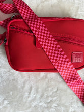 Load image into Gallery viewer, Bright Pink Checker Heart Bag Strap