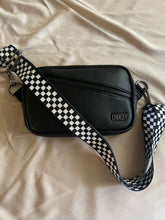 Load image into Gallery viewer, Gunmetal- checker bag strap, black and white 