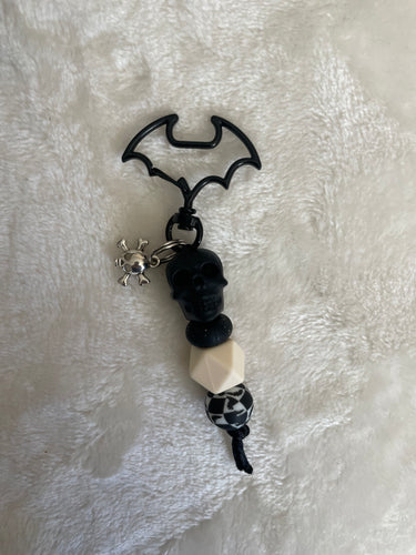 Black Skull Beaded Bag Charm