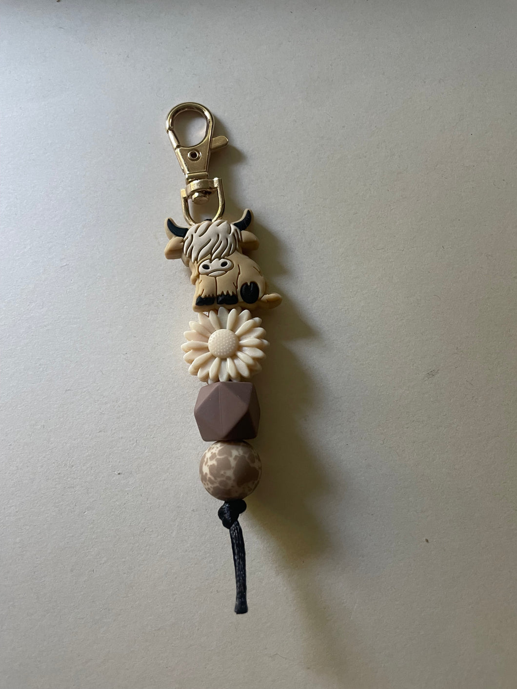 Highland Cow Beaded Keychain