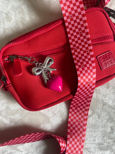 Red & Pink Checker Heart Bag Strap