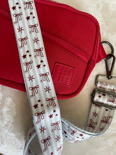 4th of July bag strap. Patriotic accessory. Cape cod, coquette bag accessories. Bag charms