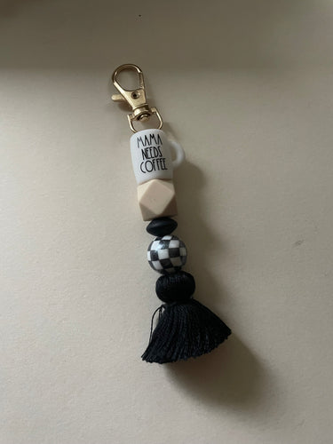 Mama needs coffee tassel keychain