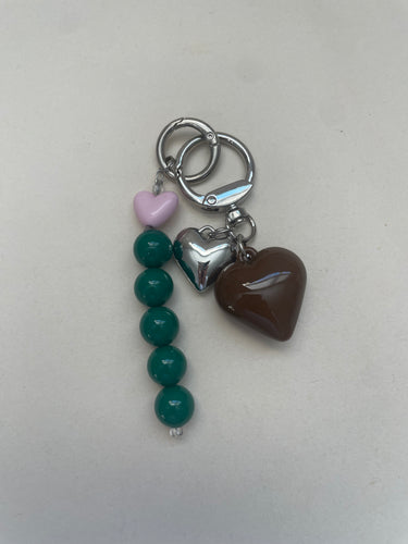 Chunky Green Heart Bag Charm