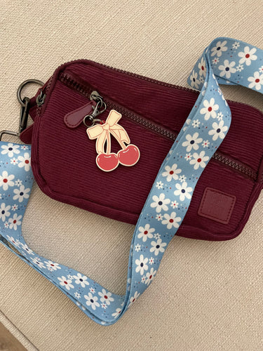 replacement bag strap. cross body bag. floral bag strap. blue bag strap