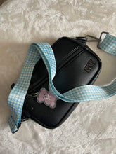 Load image into Gallery viewer, Blue Gingham Floral Bag Strap