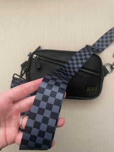 Grey & Black Checker Bag Strap