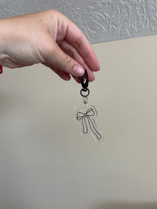 Clear/ Black Acrylic Bow Bag Charm