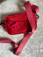 Load image into Gallery viewer, Red &amp; Pink Checker Heart Bag Strap