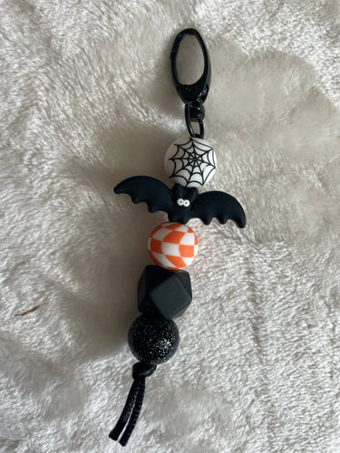 Bat Orange Checker Bag Charm