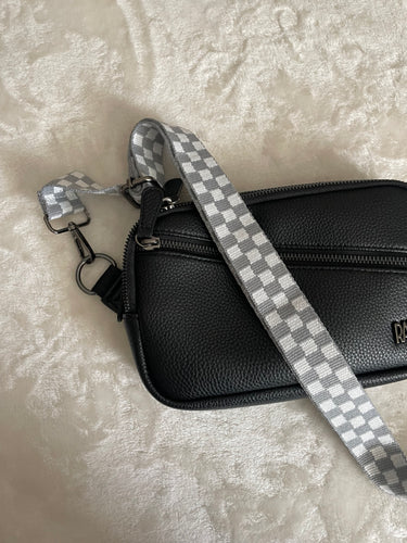 Grey & White Checker Bag Strap