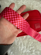 Load image into Gallery viewer, Bright Pink Checker Heart Bag Strap