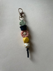 Desert Cactus Flower Beaded Keychain