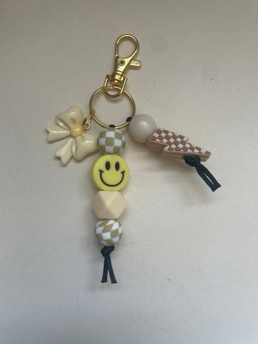 Yellow Smiley/Lightning Bolt Chunky Keychain