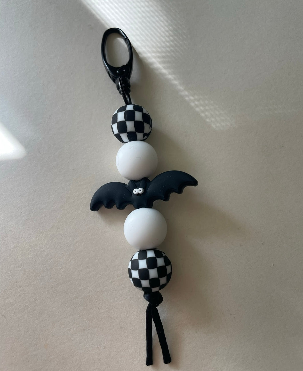 Beaded Checker Bat Keychain