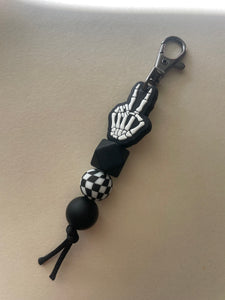 Skeleton Peace Beaded Keychain