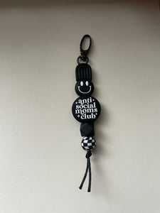 Black Arch / Smiley / Anti Social Mom Club Keychain