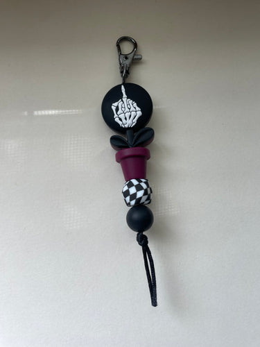 Skeleton Middle Finger/ Potted keychain