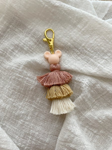 Pink magical mouse beaded tassel keychain