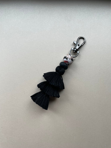 All Black Floral Tassel