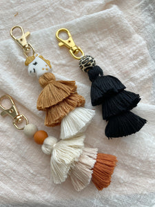 Black Cheetah Tassel Keychain