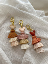 Load image into Gallery viewer, Tan M mouse Tassel Keychain