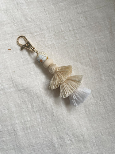 Neutral Floral Beaded Tassel