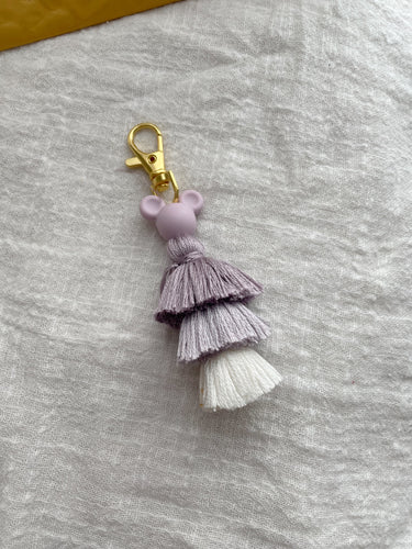 Purple M Mouse Tassel Keychain