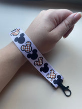 Load image into Gallery viewer, exclusive checker mouse ear keychain. magical keystrap. magic band keychain