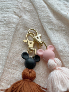 Pink M mouse Tassel Keychain