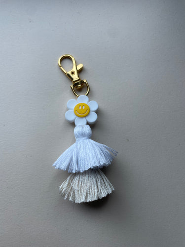 White Flower Happy Face Tassel