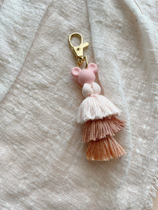 Pink M mouse Tassel Keychain