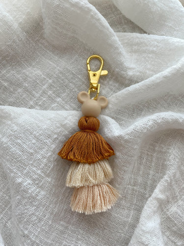 Tan M mouse Tassel Keychain