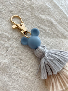Dusty Blue M Mouse Tassel Keychain