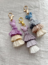 Load image into Gallery viewer, Purple M Mouse Tassel Keychain