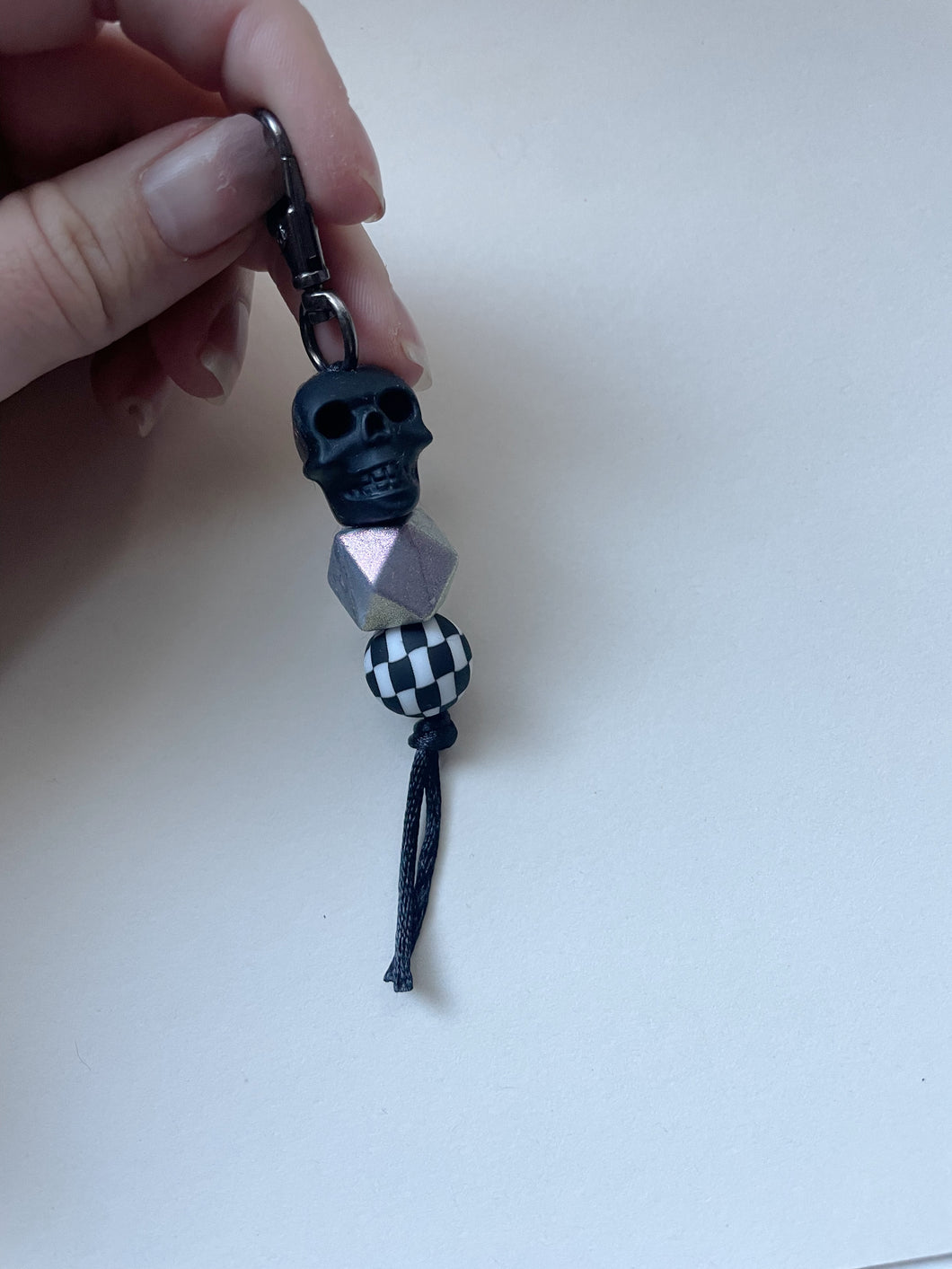 Black Skull/ Silver Hex/ checker