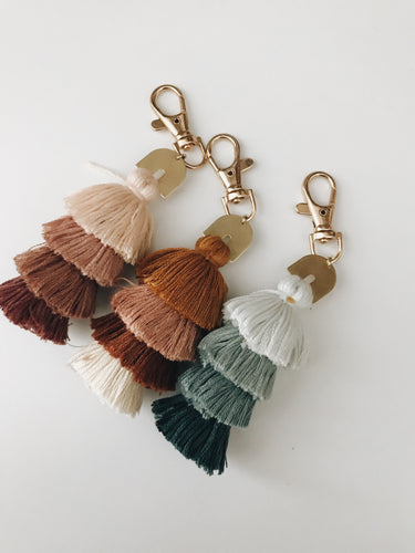 Colorful tassel keychain, rainbow golden arch keychains. Cute diaper bag accessories 