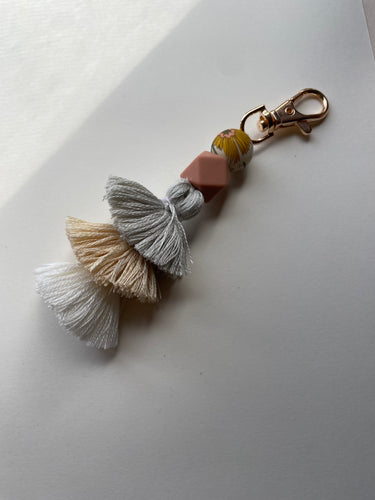 Light blue Floral beaded tassel