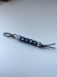 Silver/ checker Mama keychain