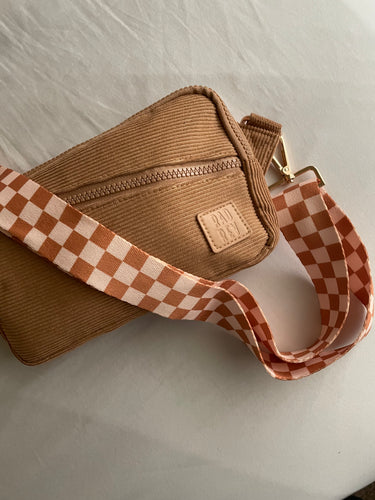 Golden Camel Checker Bag Strap